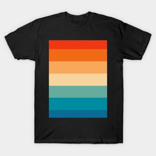 Retro Vintage Sunset Sunrise Color Stripes Design (Light) T-Shirt